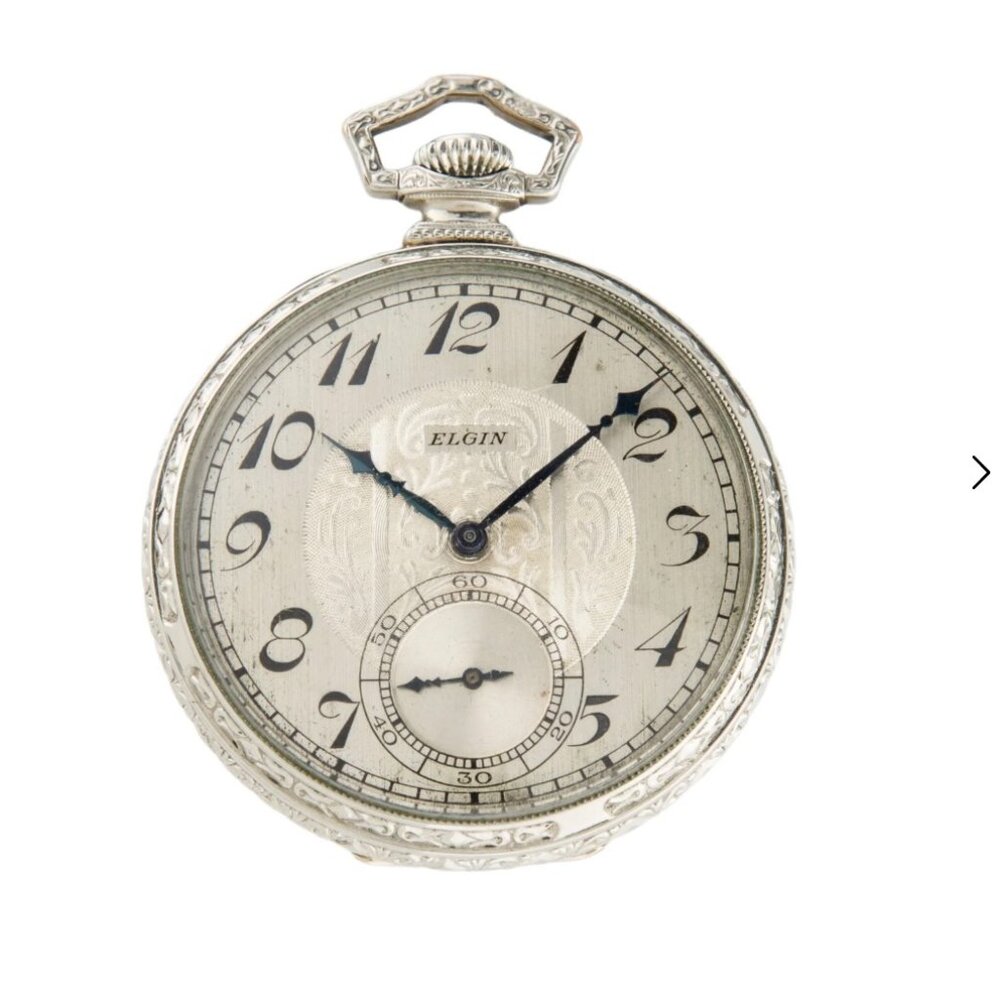 Vintage Elgin Pocket Watch Gold Filled Hunter Case Diamond Detail Ornate Antique
